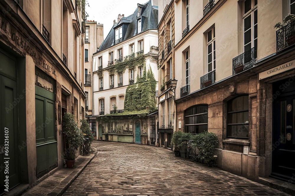 An Old Parisian Street in France - generative AI