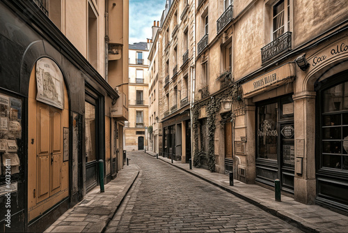 Fototapeta Naklejka Na Ścianę i Meble -  An Old Parisian Street in France - generative AI