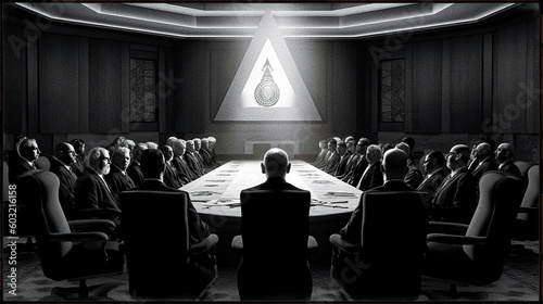 secret society meeting plotting a conspiracy - generative AI photo