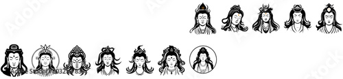 Vector icon of Guanyin bodhisattva Asian deity 