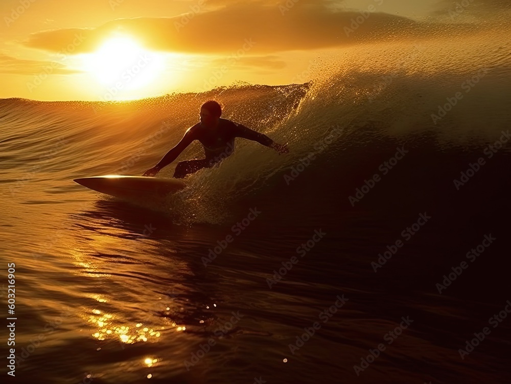 Surfing on the beach with exposure AI Generative Surfing on the beach with exposure AI Generative