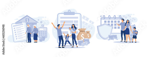 Social security payments. Money support for raising children, insurance flat vector modern illustration 