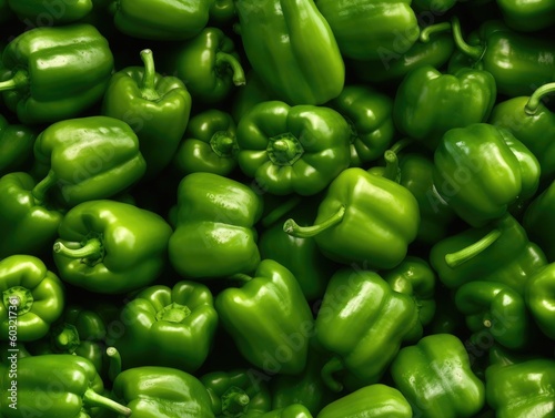 Green Bell Peppers background as seamless tile (generative AI)
