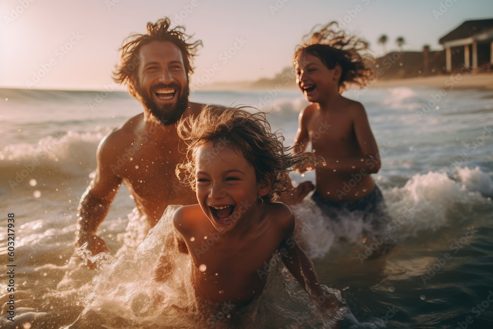 Parent and child on the beach AI Generative Parent and child on the beach AI Generative