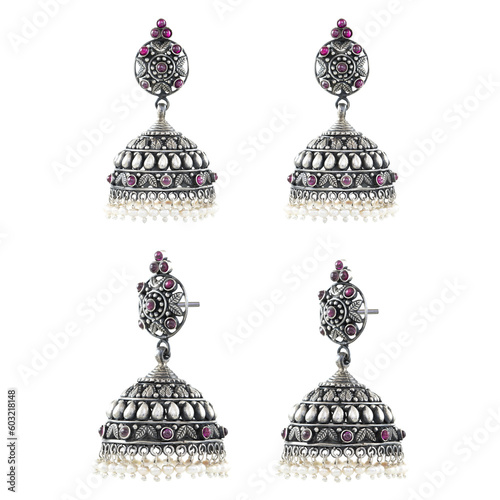 Beautiful Oriental Silver earrings jewelry (Indian, Arab, African, Egyptian), oxidised Silver earrings, Fashion Exotic Asian Accessories