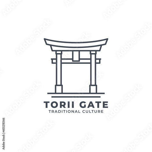 Torii gate line art logo