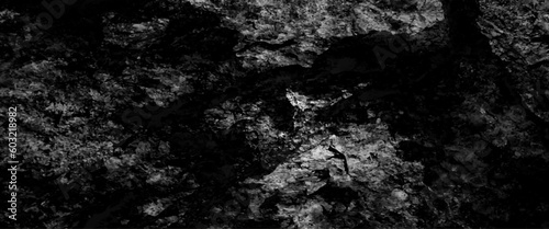 Abstract black background. Wide banner. Dark rock surface texture., dark grey black slate background. black grunge stone background, Panorama of Dark grey black slate background or texture.