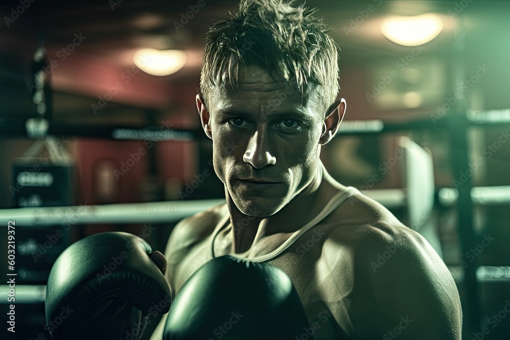Portrait boxer in the ring AI Generative