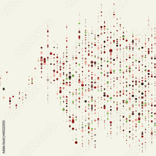 Abstractly arranged dots on blue background.