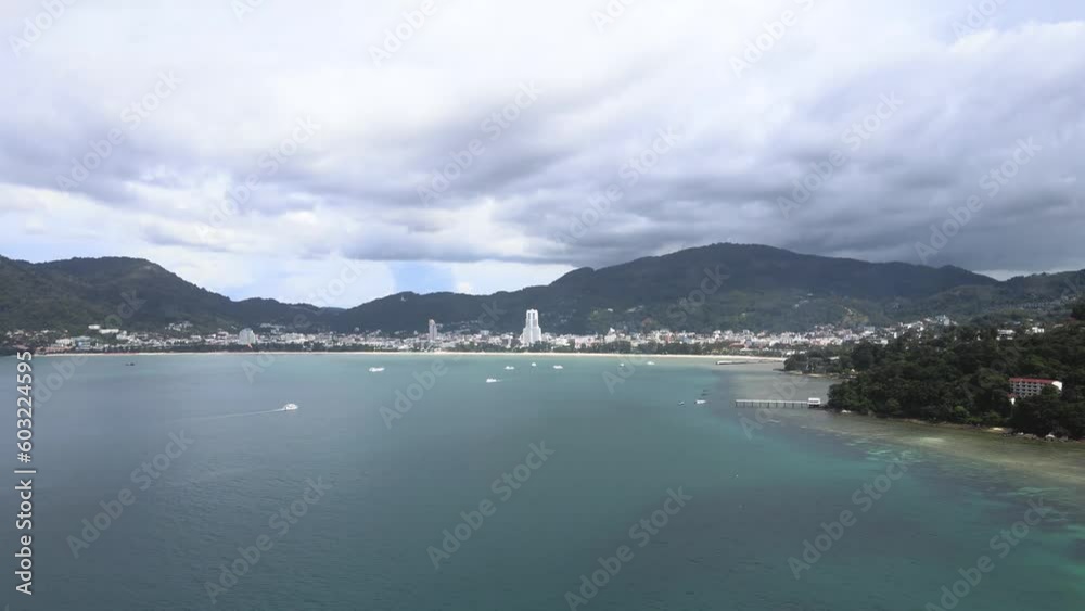 Patong drone view, sea beach, Phuket town, Thailand Patong drone view, sea beach, Phuket town, Thailand