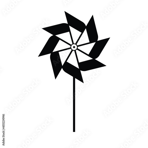 Pinwheel Silhouette. Black and White Icon Design Elements on Isolated White Background