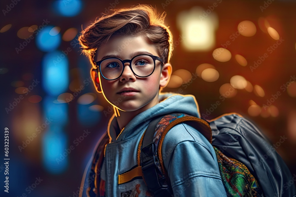 Portrait a boy wearing glasses ai generate Portrait a boy wearing glasses ai generate