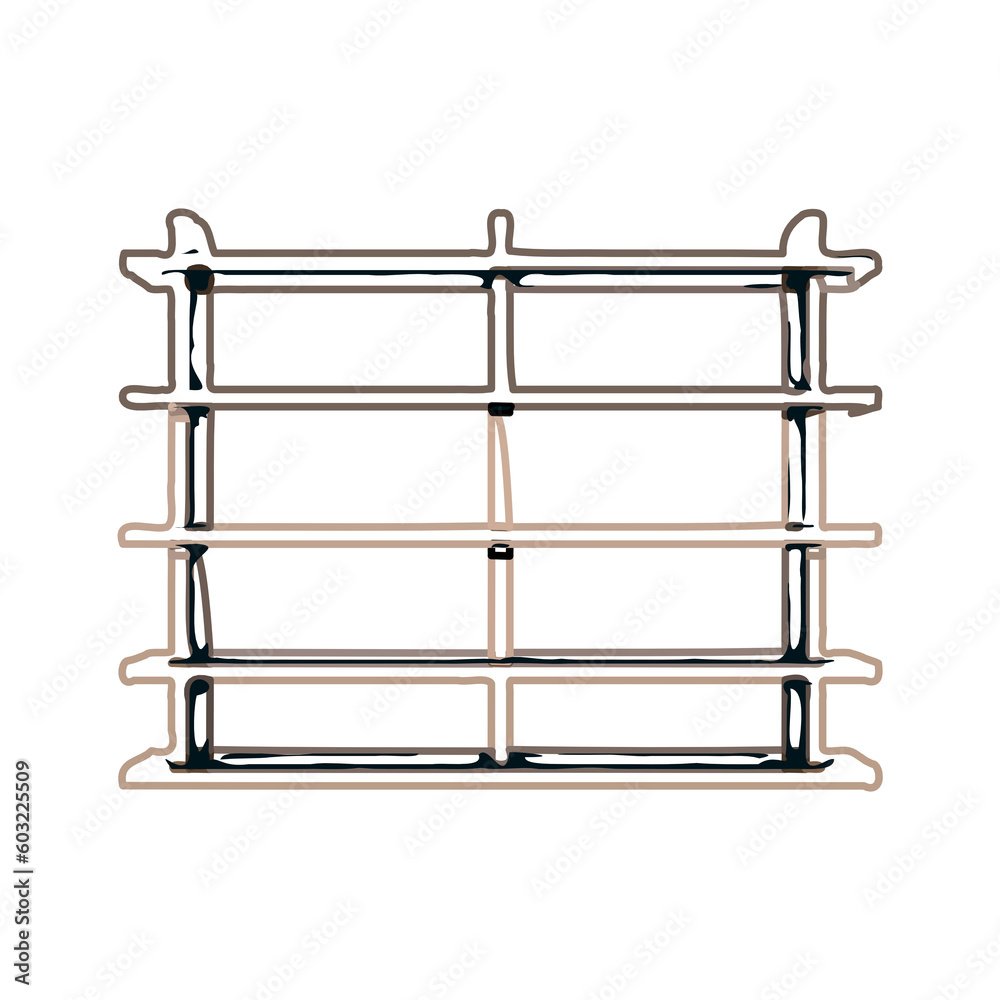 Shoe rack color sketch with transparent background