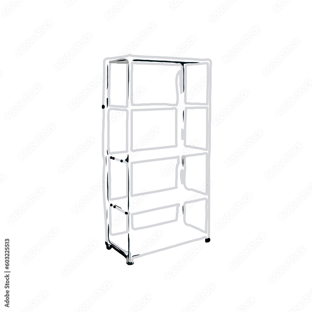 Shoe rack color sketch with transparent background