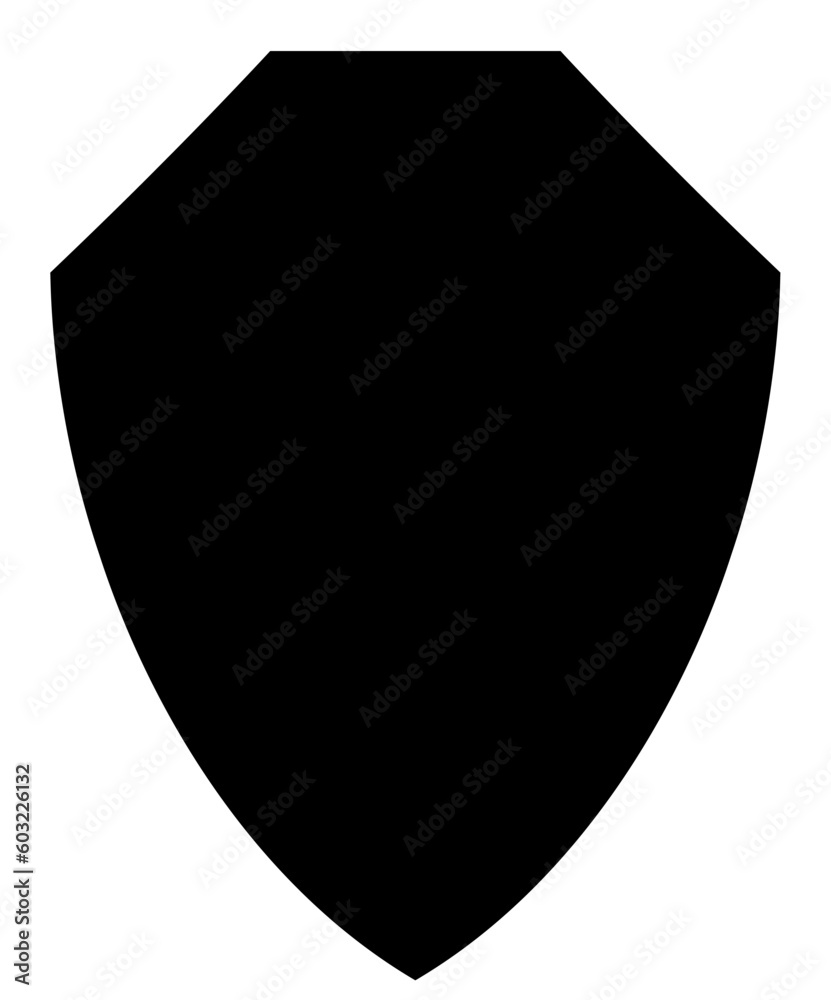 Shield black silhouette vector icon protect and security outline symbol. Linear style guard shield pictogram . Vector illustration.