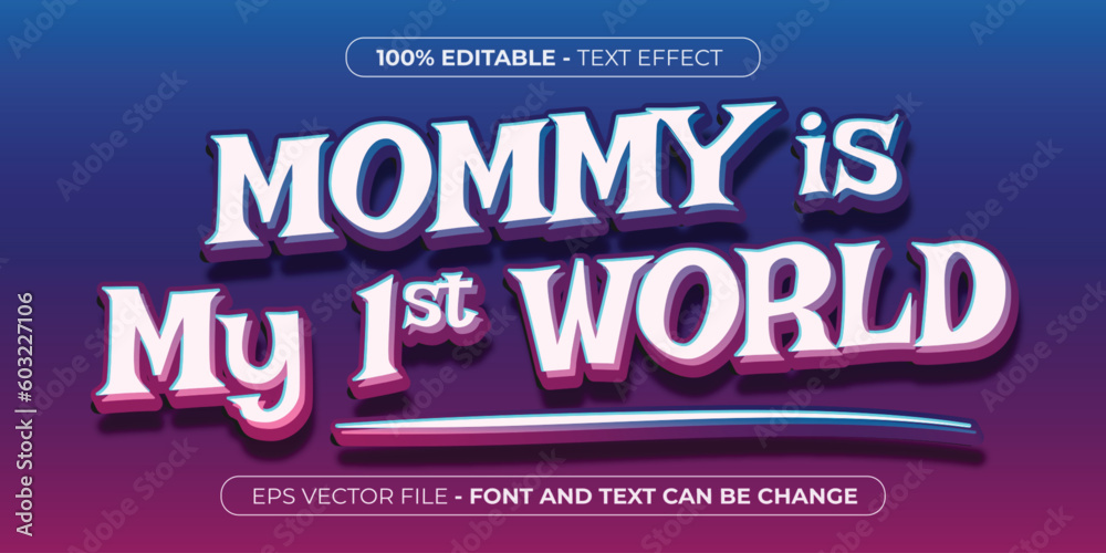Fototapeta premium love mom 3d editable text effect for mother's day