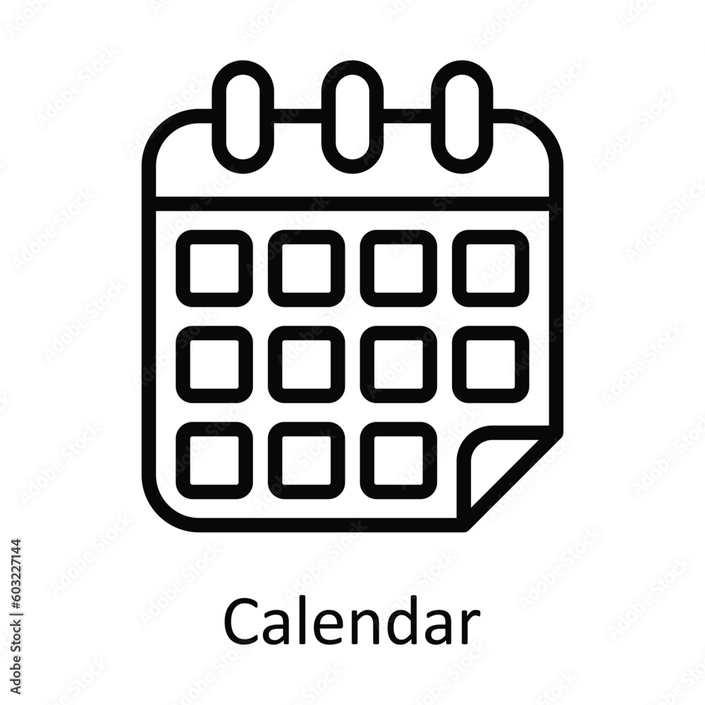 Calendar vector outline Icon Design illustration. Time Management Symbol on White background EPS 10 File Calendar vector outline Icon Design illustration. Time Management Symbol on White background EPS 10 File