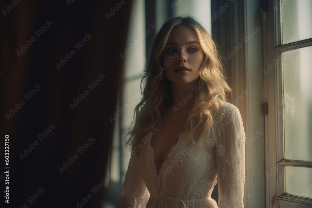 Naklejka premium Portrait a beautiful woman ai generate