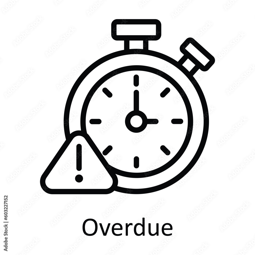 Overdue vector outline Icon Design illustration. Time Management Symbol on White background EPS 10 File Overdue vector outline Icon Design illustration. Time Management Symbol on White background EPS 10 File