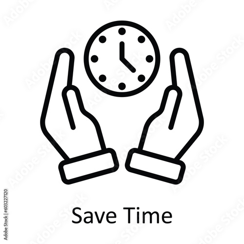 Save Time vector  outline Icon Design illustration. Time Management Symbol on White background EPS 10 File