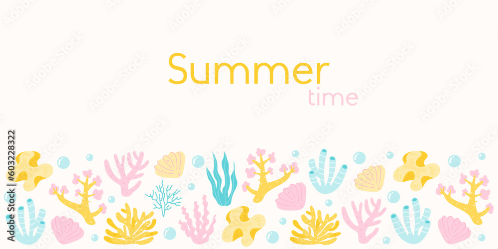 Background with coral reefs, algae and seaweed Background with coral reefs, algae and seaweed