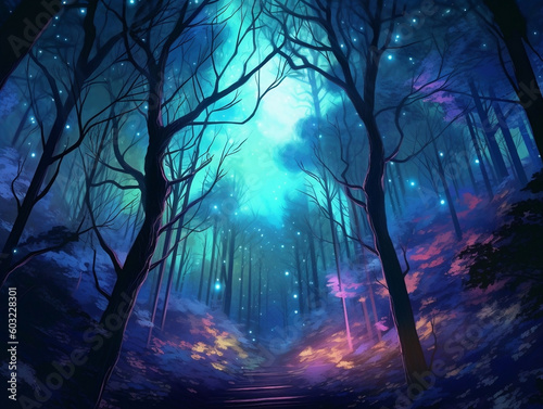 fiery and mysterious forest in the night © Яна Степиня