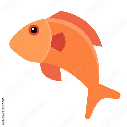 fresh fish, seafood icon, vector flat icon © Kittichai