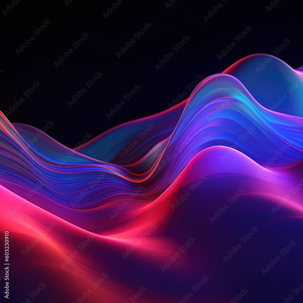 abstract colorful wavy lines on dark background.Generative Ai abstract colorful wavy lines on dark background.Generative Ai