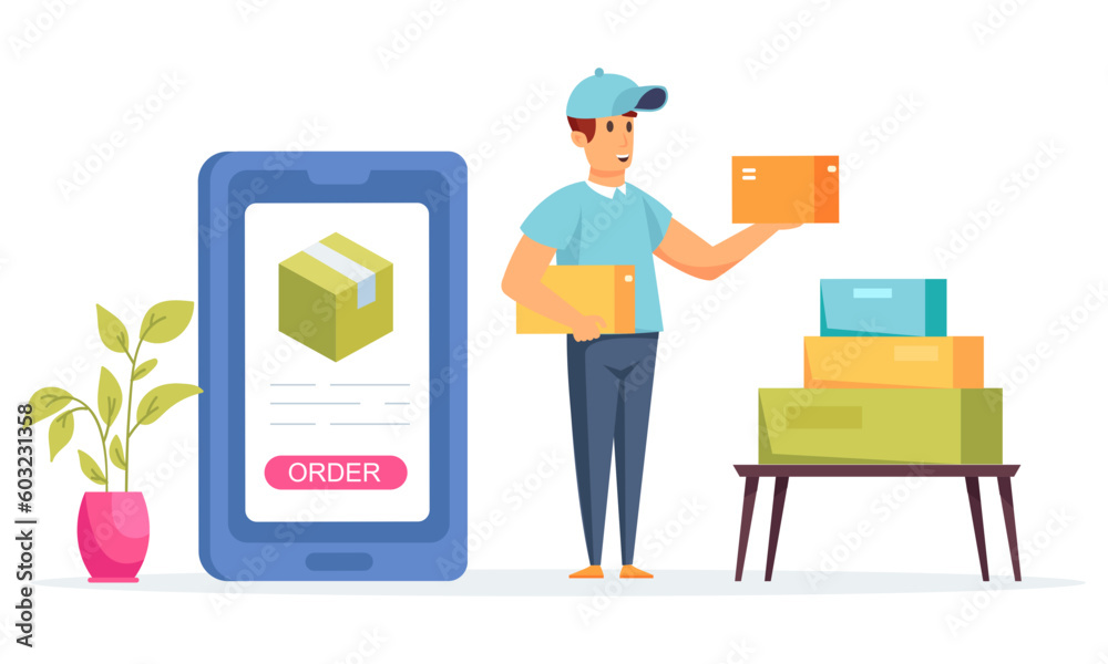 Fototapeta premium Delivery People Character Situation