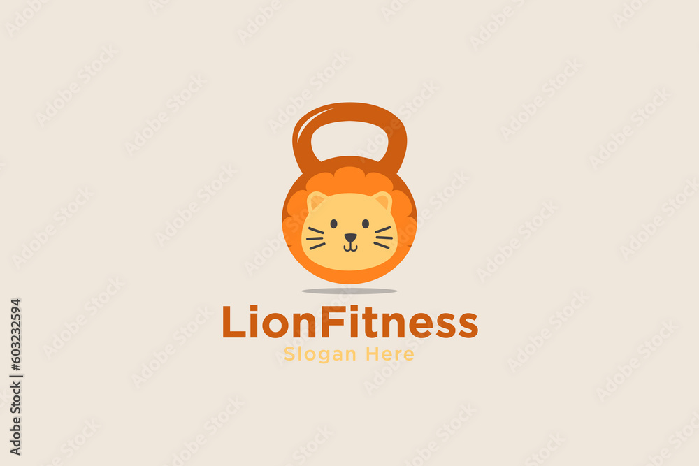 Lion Fitness logo design template element vector suitable for fitness business kids vector