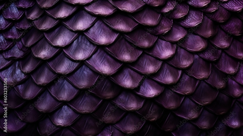  a close up of a purple snake skin pattern on a wall.  generative ai