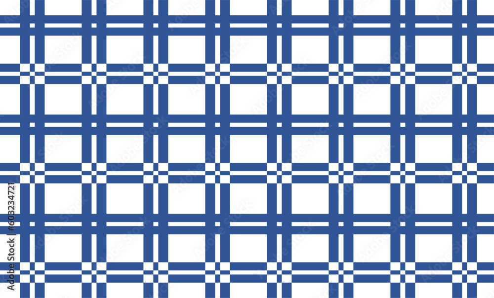 Fototapeta premium Blue line crossed into grid repeat pattern, replete image, design for fabric printing