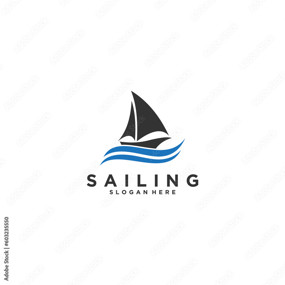 sailing logo template vector in white background