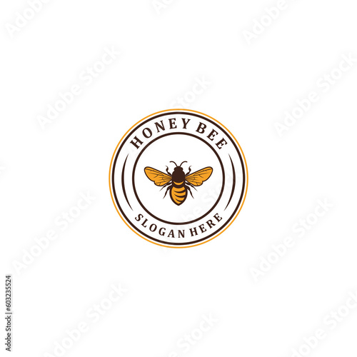 honey bee logo template vector in white background