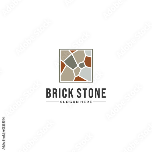 brick stone logo template vector in white background