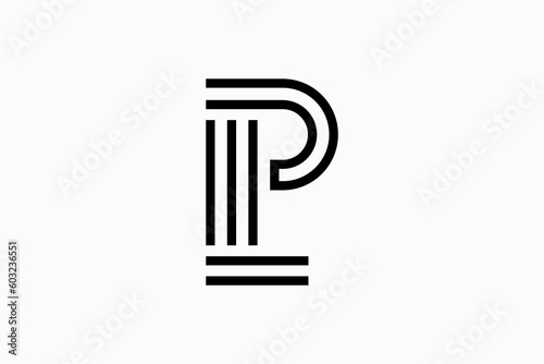 Letter PL Pillar logo design vector premium