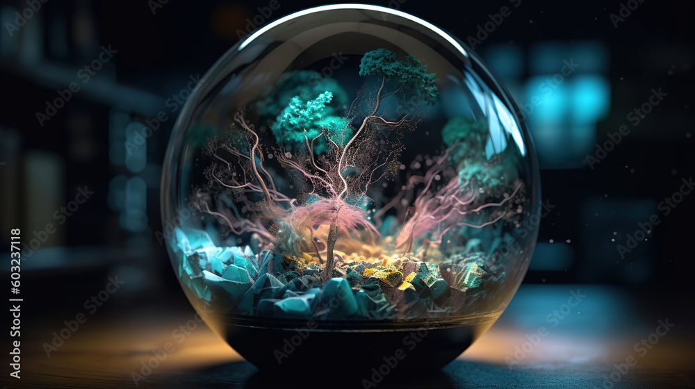 nature inside terrarium. Generative Ai nature inside terrarium. Generative Ai
