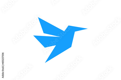 origami bird blue logo design vector premium