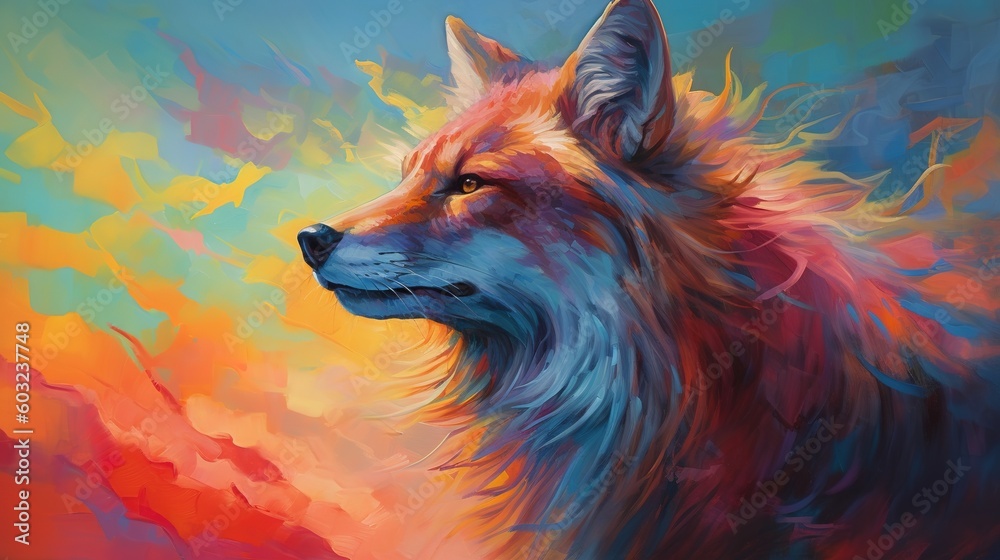 Naklejka premium Colorful portrait of a red fox