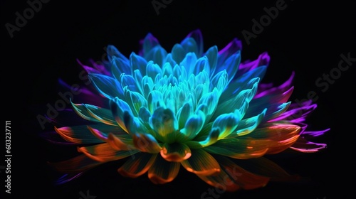  a colorful flower with a black background is seen in this image.  generative ai