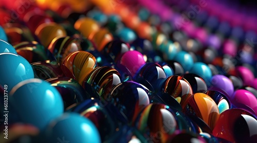 Colorful rows of shiny marbles