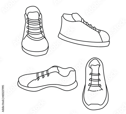 Simple doodle sneakers shoes man outline 