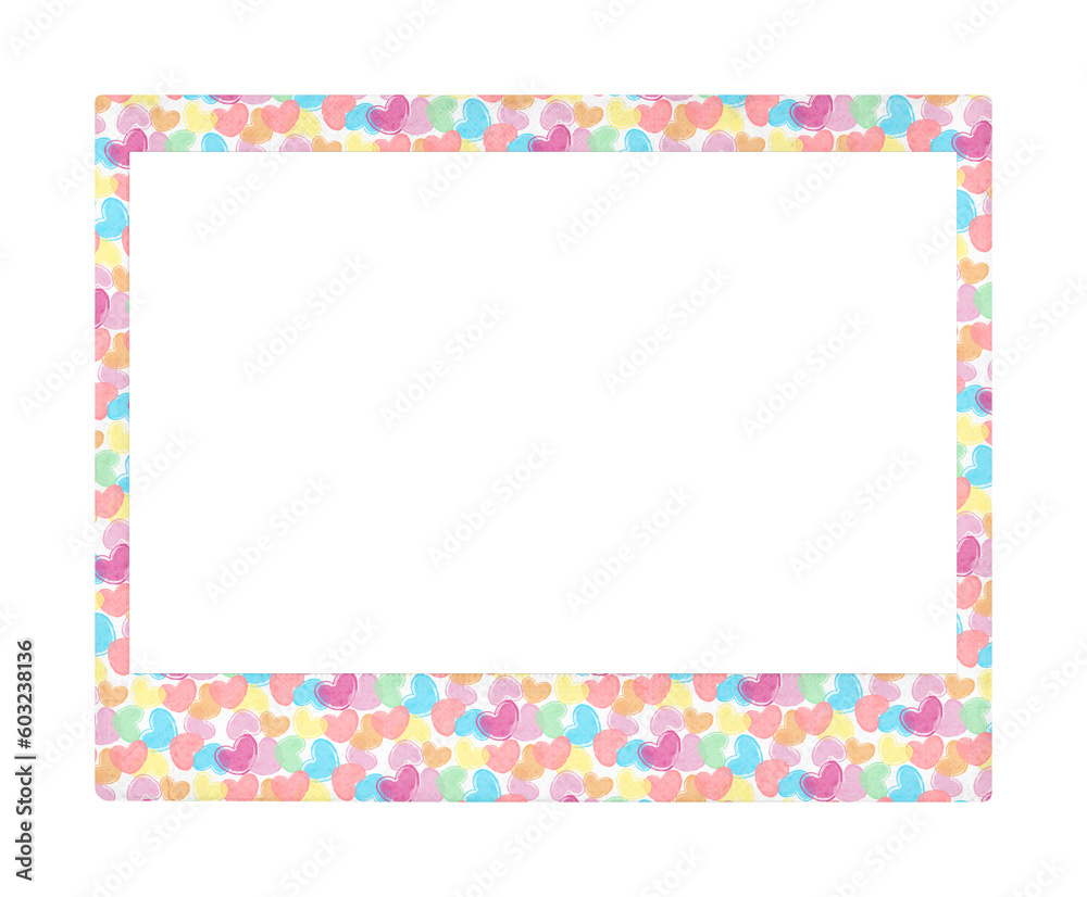rectangle polaroid photo frame with colorful hearts, template, png file rectangle polaroid photo frame with colorful hearts, template, png file