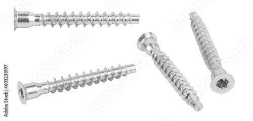 set confirmat, furniture screw isolated from background photo
