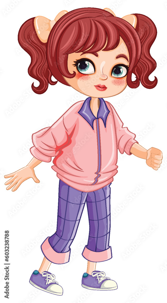 Girl wearing casual outfit cartoon character