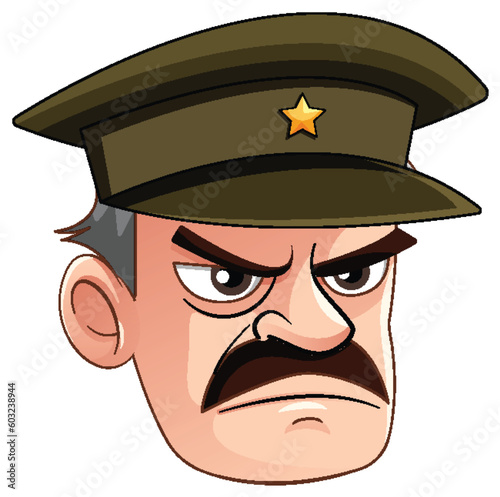 Serious Military Officer Head with Grumpy Expression