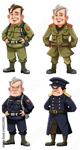Set of army officer cartoon