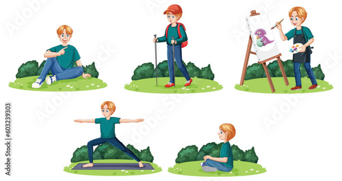 Set of teen with outdoor activity