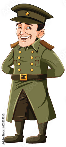 Happy army officer cartoon character