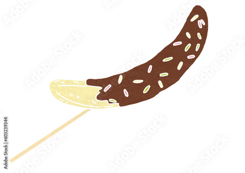 チョコバナナのイラスト（版画風）
